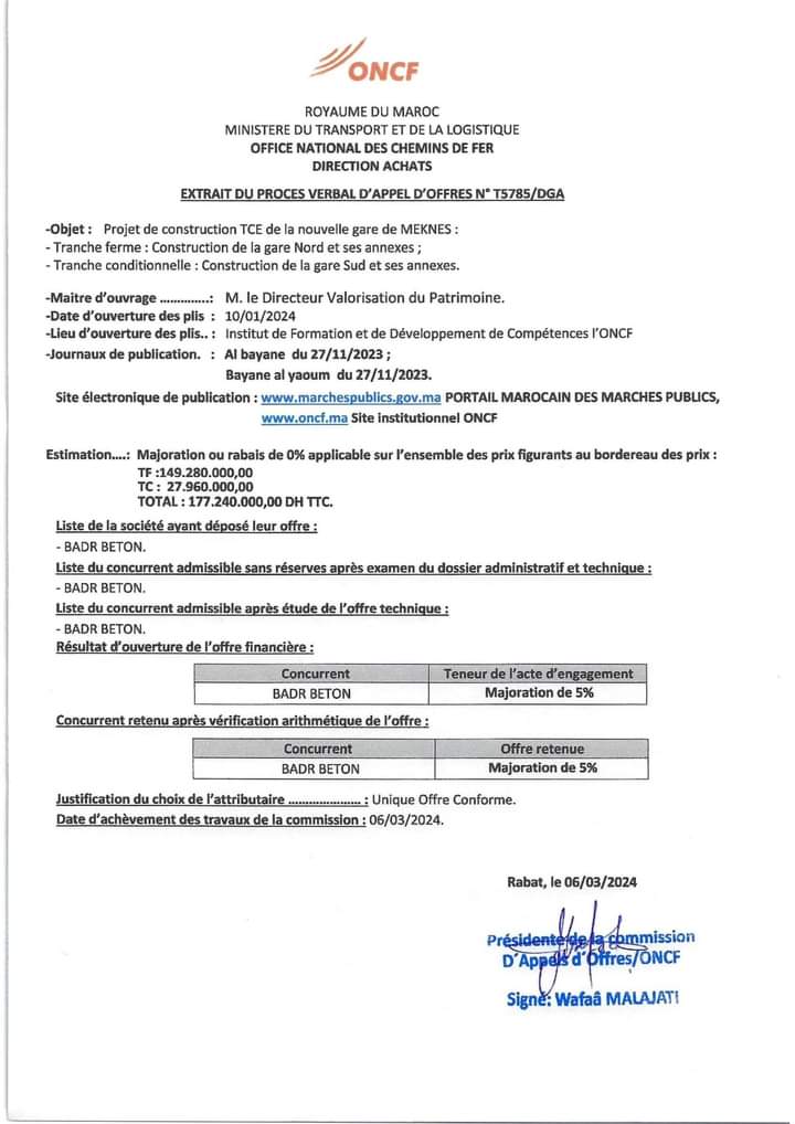 بشرى للساكنة المكناسية ..مكتب السكك الحديدية يعلن عن الشركة الفائزة بصفقة تشييد محطة قطار من الجيل الجديد بمكناس