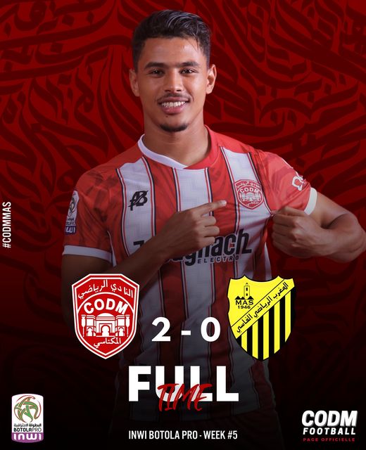 النادي المكناسي يستعيد توازنه  و يحقق الاهم  بفوز مستحق  على المغرب الفاسي بنسلطان:  نتيجة الفوز حافز إيجابي لإدارة المقابلات  الصعبة  القادمة